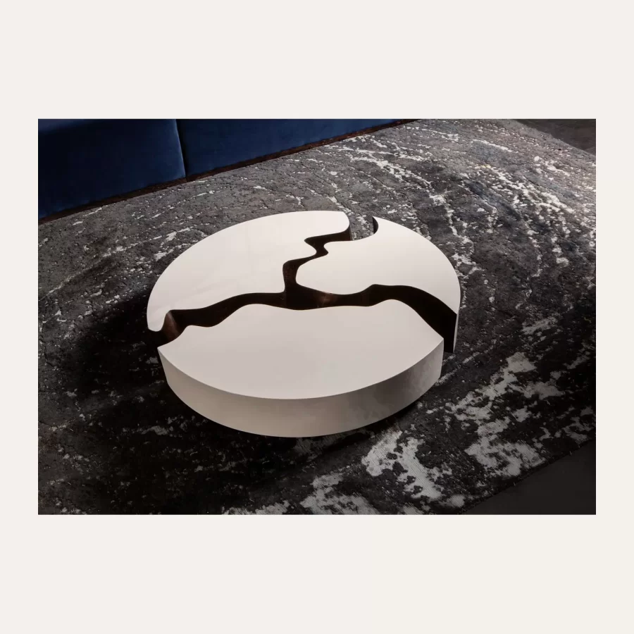 Masuta de cafea Krypton Epoque, rotunda cu diametrul de 100 cm si blat lacuit