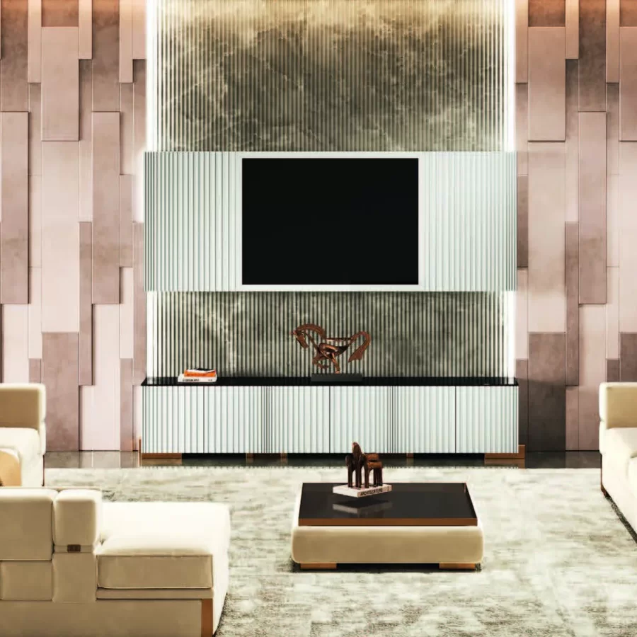 Panou TV de perete Condrite Epoque, mobilier TV de living, colectia Exence Expanse