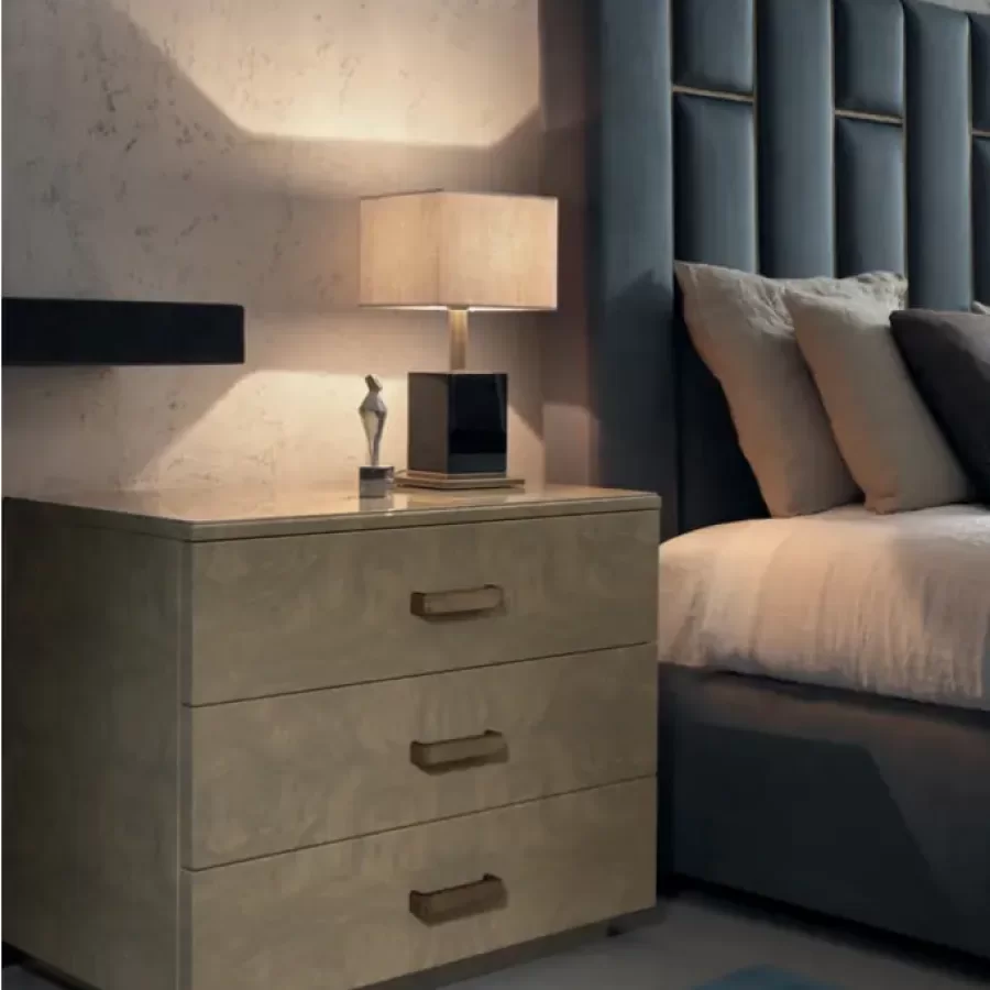 Noptiera Loft cu 3 sertare Daytona, mobila de dormitor