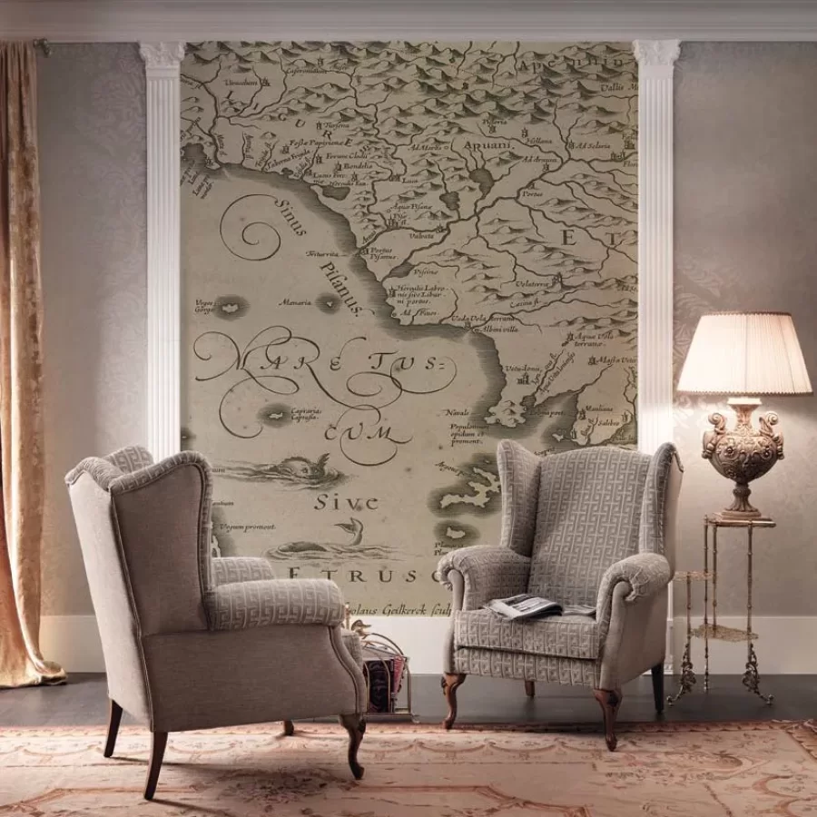 Fotoliu Bergere, mobilier italian, in amenajare de living