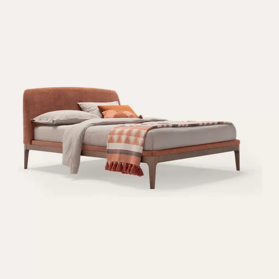 Pat Elegance Dallagnese, dublu cu tablie tapitata si rama din frasin masiv furniruit, pentru o saltea de 160 sau 180 x 200 cm