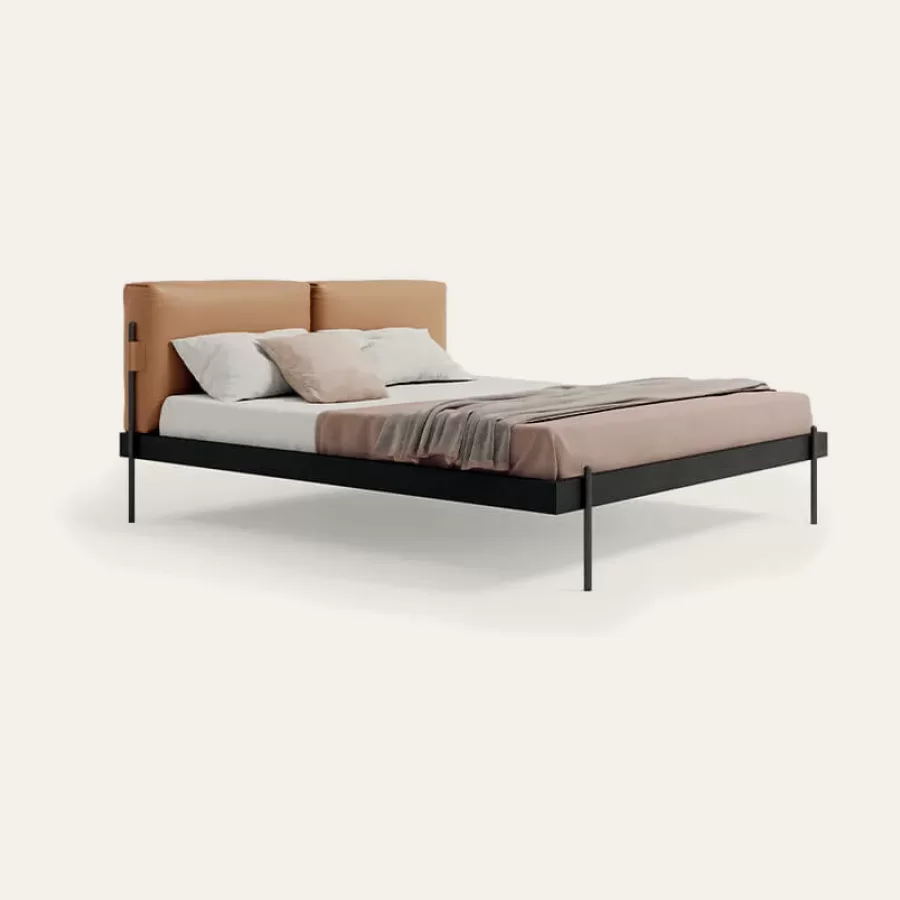 Pat Supernova Dallagnese, matrimonial pe picioare metalice subtiri, pentru saltea de 160 sau 180 x 200 cm