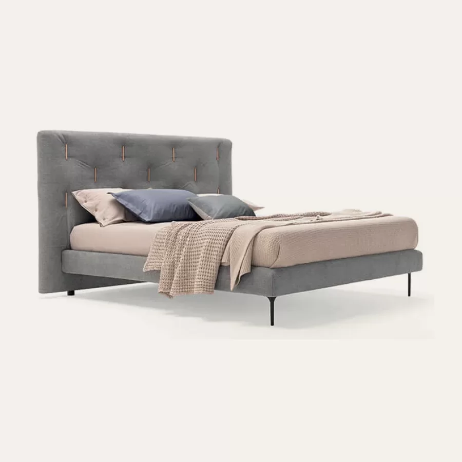 Pat Bars Dallagnese, dublu tapitat cu insertii verticale pe tablie, pentru saltea de 160 sau 180 x 200 cm