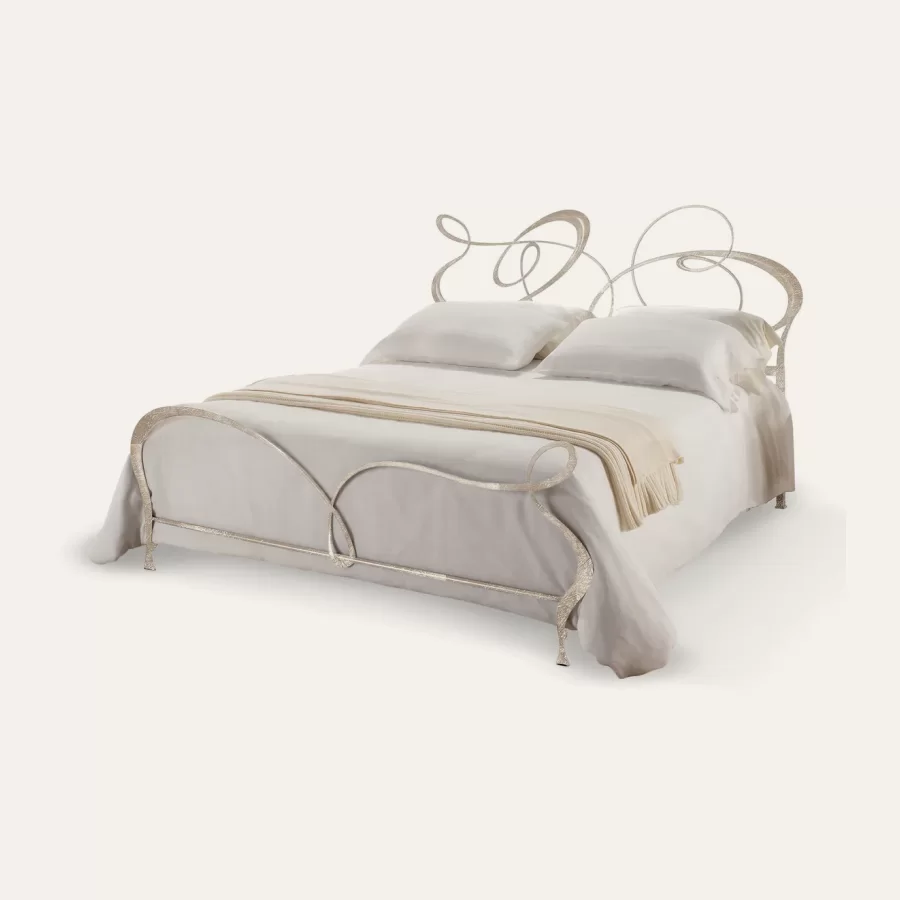 Pat Ghirigori Cantori, dublu clasic din fier forjat, compatibil cu saltea de la 140 la 200 x 200 cm