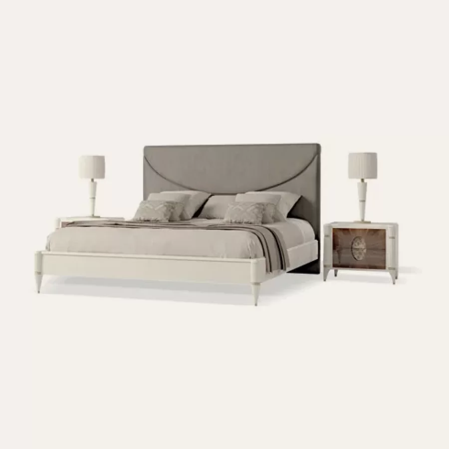 Pat matrimonial Ellipse cu tablie tapitata-Art.9060, mobilier italian, vedere de ansamblu
