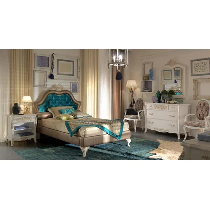 Pat matrimonial Gran Guardia tapițat - ART. 2134 LBA/FA, mobila italiana de dormitor