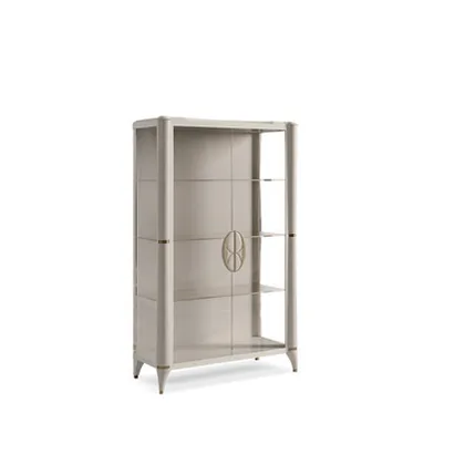 Vitrina Ellipse 2 usi cu detalii din piele Art. 9202 Francesco Pasi, mobila italiana de living