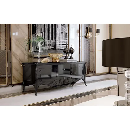 Suport TV Opera negru Francesco Pasi, mobilier TV mobila italiana de living