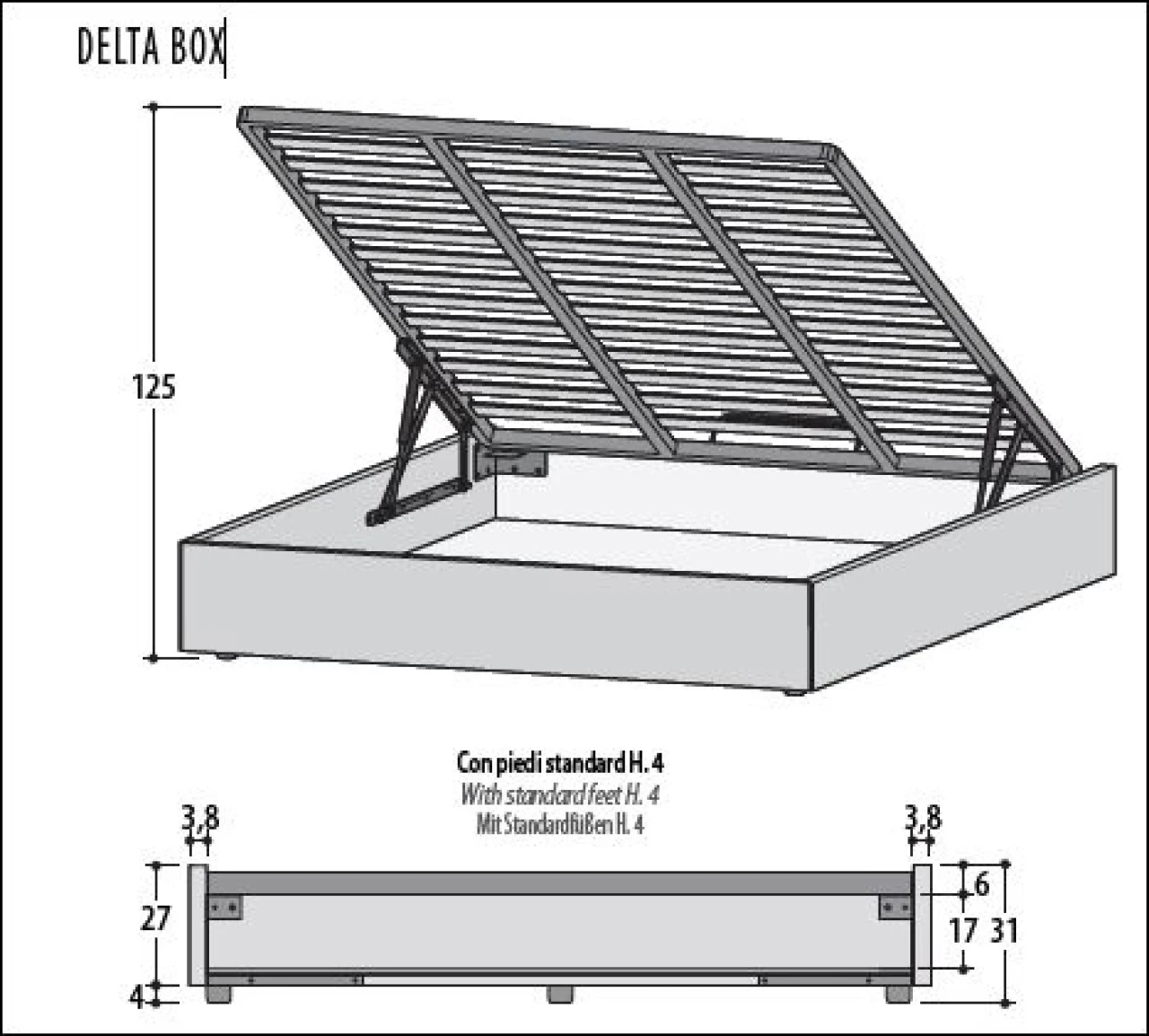 Pat din lemn Clif 160x200 - Delta Box Mercantini in ambient de dormitor