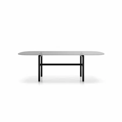 Masa Supernova Dallagnese, de dining ovala pe baza din metal negru, lata de la 180 la 240 cm