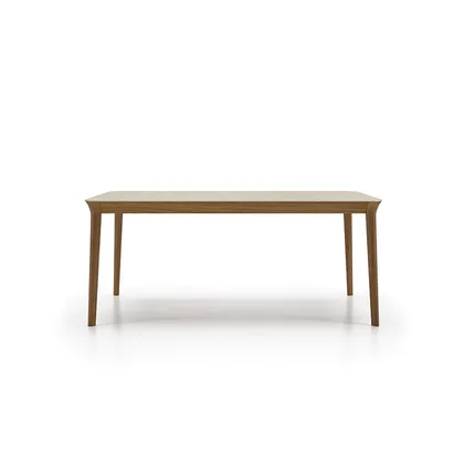 Masa Smooth Dallagnese, de dining pe picioare din lemn masiv cu profil oval, latime de la 160 la 240 cm