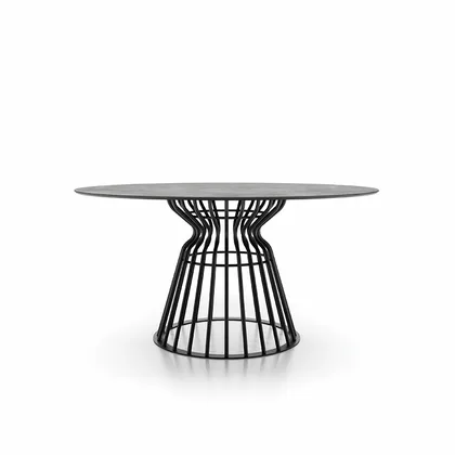 Masa Bomber Dallagnese, de dining pe baza din metal negru, latime de la 150 la 300 cm