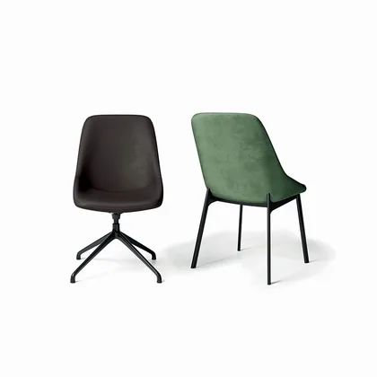 Scaun dining Le Mans Dallagnese, si fotoliu pe trei tipuri de baza: metal negru, lat de 51 sau 56 cm