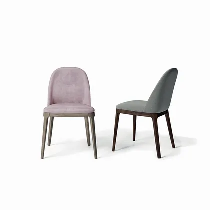 Scaun dining Joelle Dallagnese, cu sezut si spatar tapitate pe baza din lemn, latime 49 cm