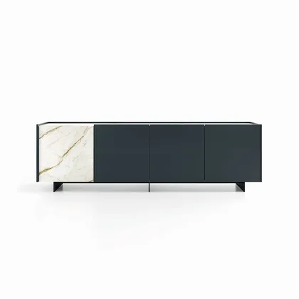 Comoda Wrap Dallagnese, cu o usa din ceramica alaturi de usi din lemn, de la 116,4 la 260,4 cm latime