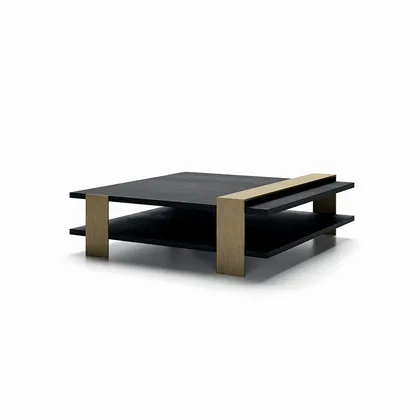 Masuta de cafea Kyoto Dallagnese, patrata pe baza din metal negru, 120 cm latime