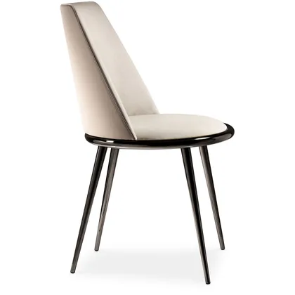 Scaun Aurora imbottita Cantori, de dining tapitat pe picioare conice din otel indoite la rece, lat de 48 cm