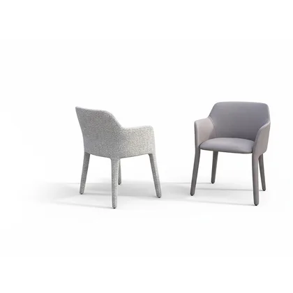 Scaun Katerina Cantori, fotoliu de dining cu structura imbracata complet in stofa sau piele naturala, lat de 63 cm