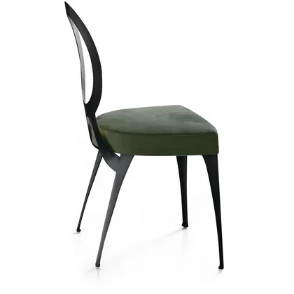 Scaun Miss spatar deschis Cantori, de dining cu spatar deschis din fier masiv decupat cu laser, lat de 45 cm