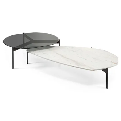 Masuta Johnson Cantori, pereche de masute de cafea pe baza din fier, 104 sau 154 cm latime