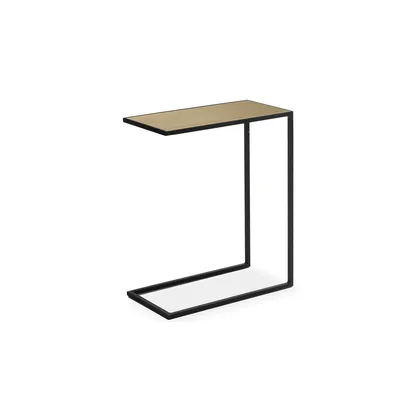 Masuta laterala Narciso C Cantori, de canapea in forma, din placa de otel patrata, cu blat din oglinda bronzata, latime 25 cm