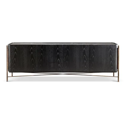 Comoda Shanghai sideboard Cantori, cu patru usi, pe picioare din metal forjat incastrate in colturi, 240 cm latime