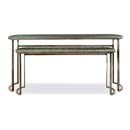 Consola Venezia Cantori, pereche de console pe cadru din fier masiv curbat, cu blat la nivel, lata de 150 sau 180 cm