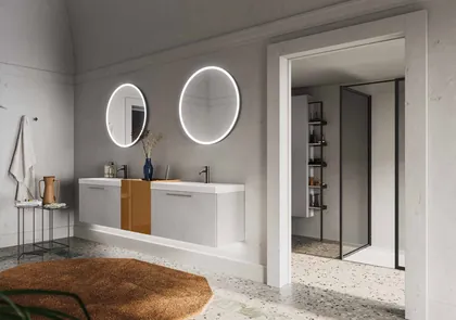 Mobilier baie CartaBianca Strada si Crema Toffee Cerasa, din colectia Sistema CartaBianca, mobila italiana de baie