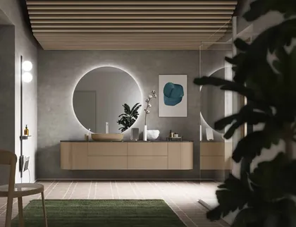 Mobilier baie CartaBianca cu blat din marmura Port Laurent Cerasa, din colectia Sistema CartaBianca, mobila italiana de baie